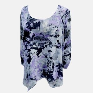 Style & Co. Floral Rhinestone Asymmetrical Blouse